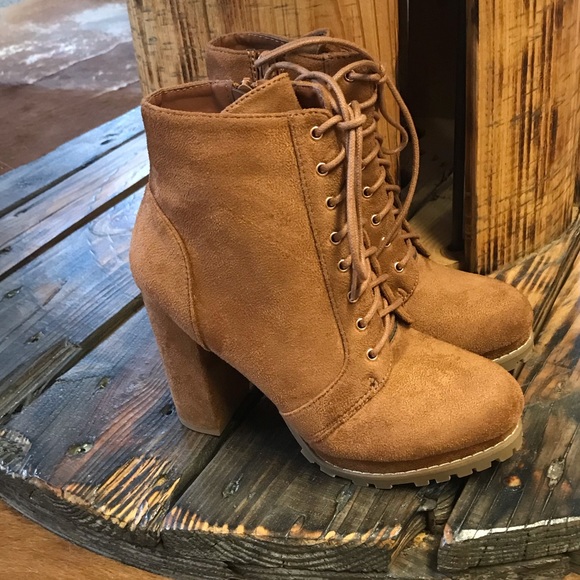 TAN PLATFORM COMBAT BOOTIE - Picture 5 of 5